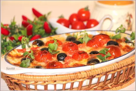 Филе трески, запеченное с моцареллой, оливками и помидорами: шаг 7