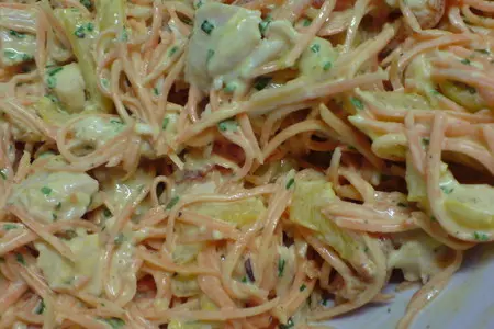 Салат из запечённого перца,"корейской"  моркови и копчёной индейки.: шаг 6