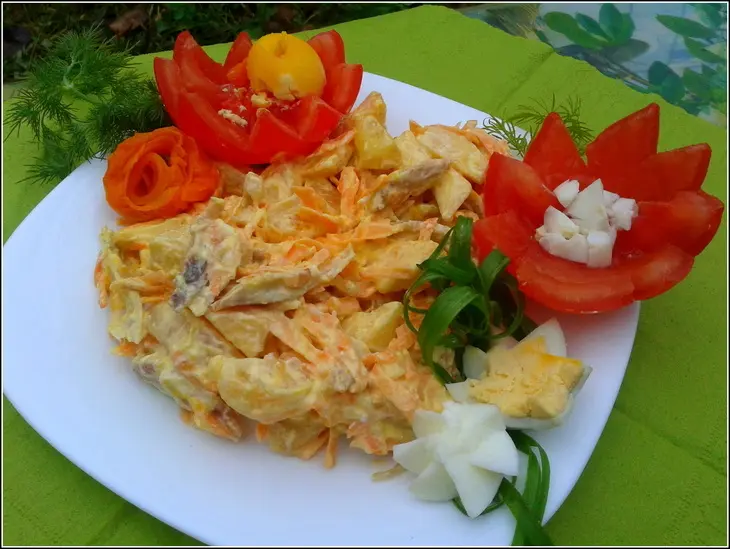 Cалат с курочкой и фруктами: шаг 4