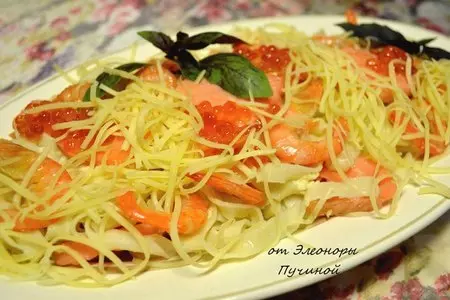 Фетучини с креветками и красной рыбой.: шаг 5