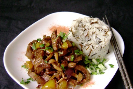 Стир-фрай из свинины с грибами и сладким перцем, с рисом басмати mix от  «мистраль» за 15 минут: шаг 4