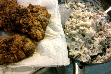 Рис жасмин со сливочно-грибным соусом и отбивные из говяжьей печени. ужин за 15 минут: шаг 5