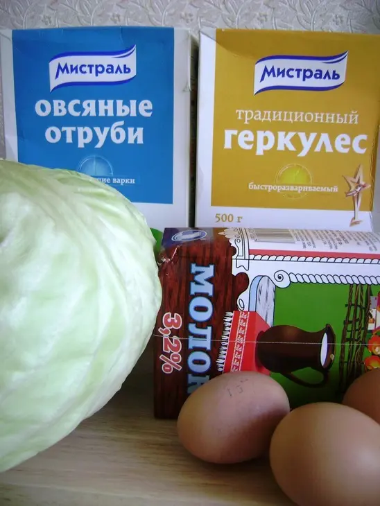 Блин-ладушки овсяные от «мистраль» с капустой и луком.: шаг 1