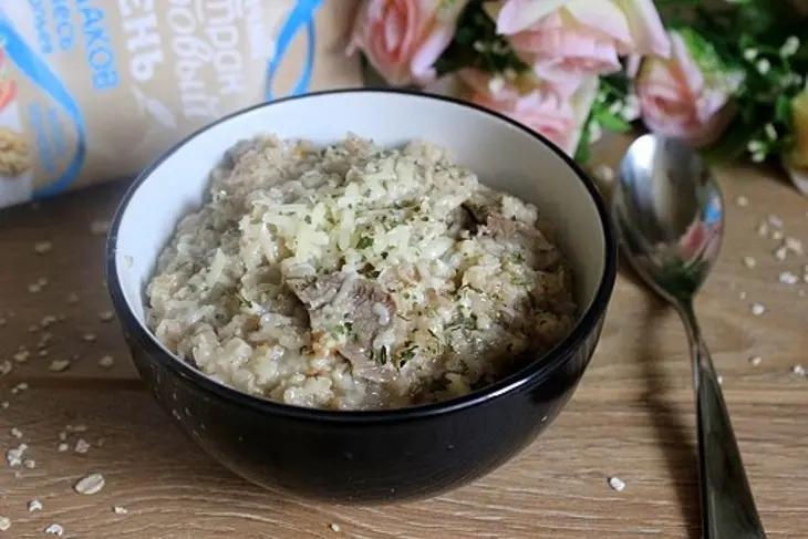Каша из многозлаковых хлопьев с мясом  и сыром " завтрак богатыря": шаг 5