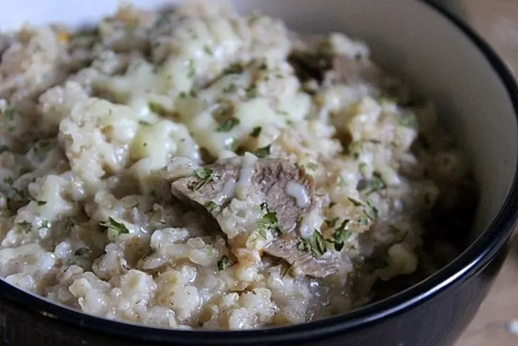 Каша из многозлаковых хлопьев с мясом  и сыром " завтрак богатыря": шаг 6