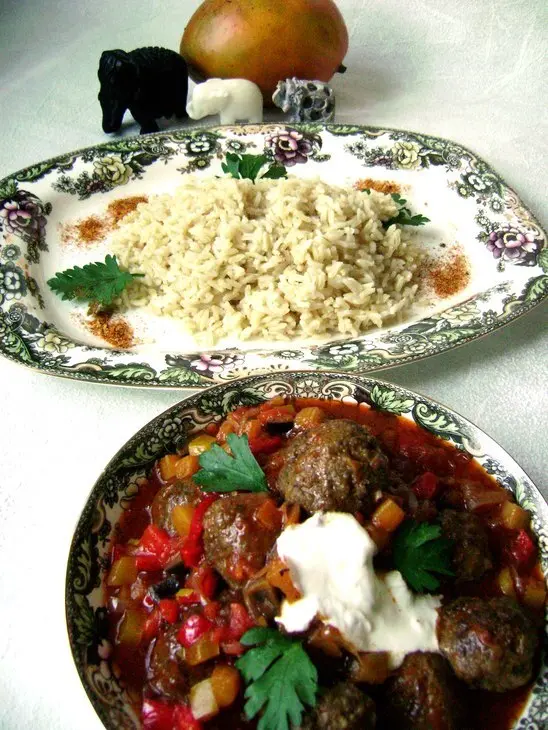 Сабджи из баклажанов с мясными шариками и рисом индика браун от «мистраль» за 30 минут.: шаг 4