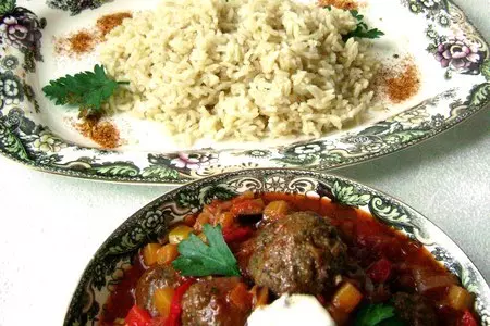 Сабджи из баклажанов с мясными шариками и рисом индика браун от «мистраль» за 30 минут.: шаг 4