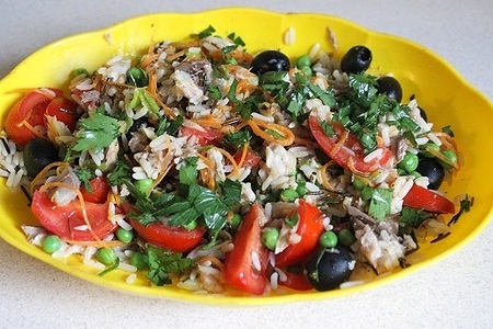 Теплый салат из риса "актавика mix" и копченой рыбы за 30 минут: шаг 14