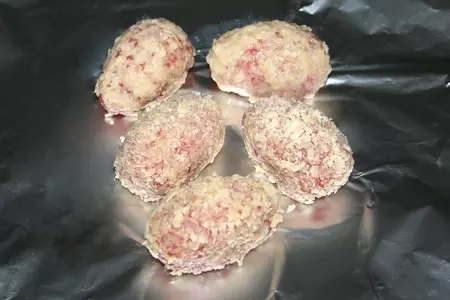 Мясные мини-зразы с сырной начинкой с рисом басмати mix  и овощами "птичье гнездо" за 20 минут: шаг 5