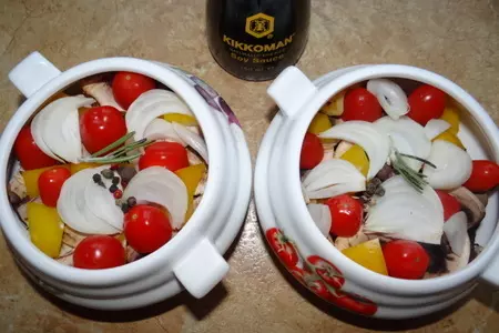 Куриные сердечки с шампиньонами, томленные в соевом соусе: шаг 3