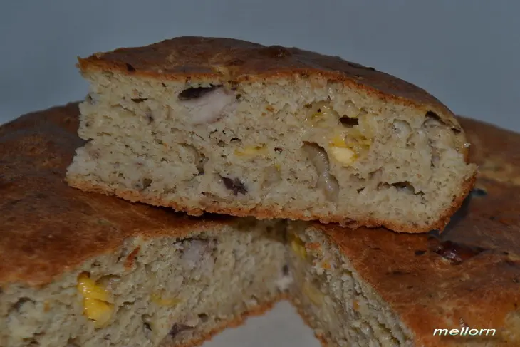 Пирог-кекс из цельнозерновой муки с рыбой и сыром: шаг 5