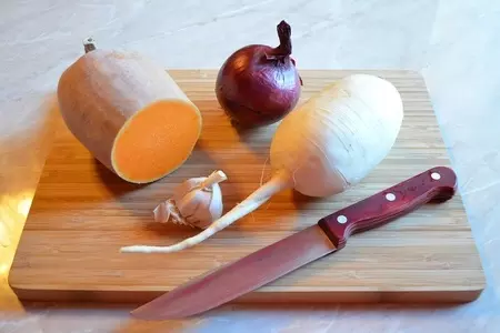 Нежная курица с гарниром из редьки и тыквы.: шаг 5
