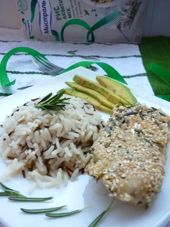 Рыбное филе в кунжутно-розмарином панцире с рисом акватика mix за 30 минут: шаг 6