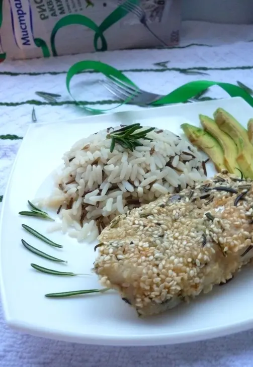 Рыбное филе в кунжутно-розмарином панцире с рисом акватика mix за 30 минут: шаг 9