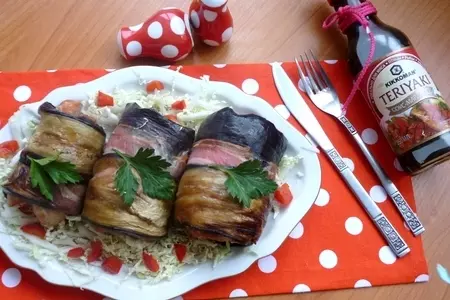 Рулетики из куриного филе в баклажане: шаг 8