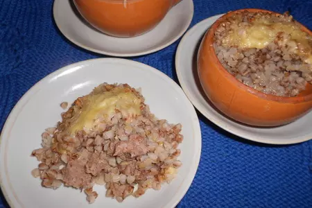 Запеченная гречка с мясом под сырной " шапочкой": шаг 8