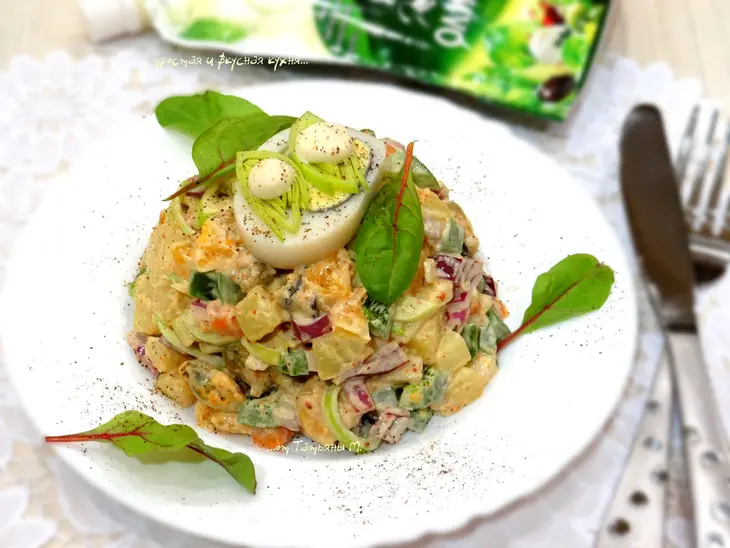 Салат ассорти с морепродуктами: шаг 4