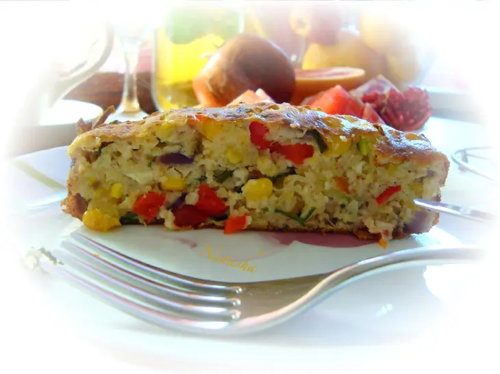 Творожная запеканка с брынзой, курицей и овощами на завтрак: шаг 2