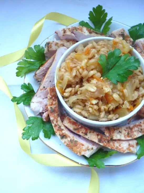 Перлово-капустный гарнир к нежной курочке: шаг 7