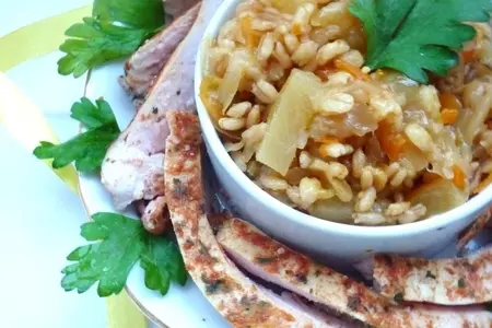 Перлово-капустный гарнир к нежной курочке: шаг 8