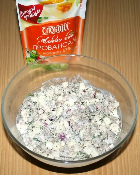 Волованы с мясным салатом: шаг 9