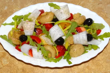 Салат овощной с грибами и апельсинами: шаг 5