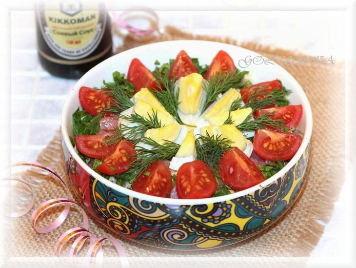 Салат с семгой и томатами черри : шаг 6