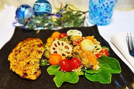 Нежная курочка с кускусом и овощами гриль.: шаг 9