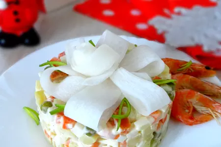 Салат "оливье" с креветками и дайконом: шаг 4