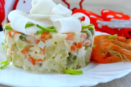 Салат "оливье" с креветками и дайконом: шаг 5