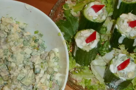 Салат мясной "новогодние игрушки, свечи и хлопушки....": шаг 6