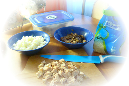 Блины на завтрак с рисом, грибами и кроликом: шаг 1