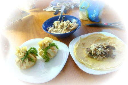 Блины на завтрак с рисом, грибами и кроликом: шаг 5