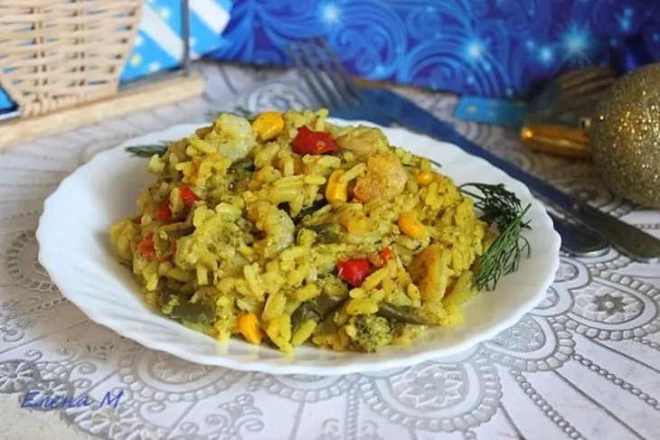 Рис с овощами и креветками (в мультиварке): шаг 8