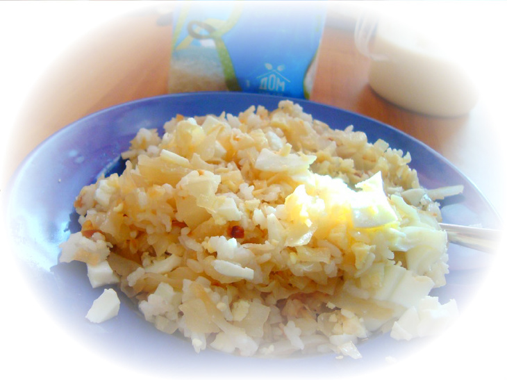 Блинчатый пирог с капустой,рисом и яйцом.: шаг 6