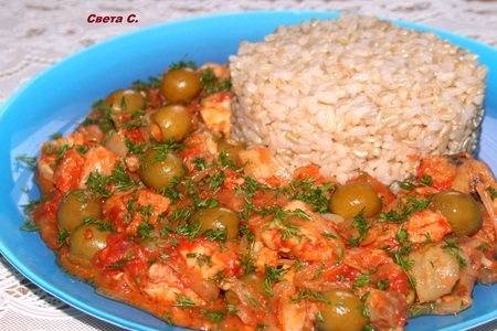 Рыба с овощами и оливками с рисом на гарнир: шаг 7
