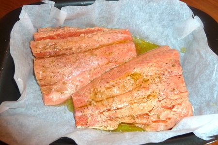 Горячее филе лосося с холодным сливочно-горчичным соусом: шаг 3
