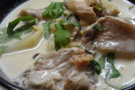 Кремовый суп с грибами, беконом, гребешками и ракушками: шаг 7