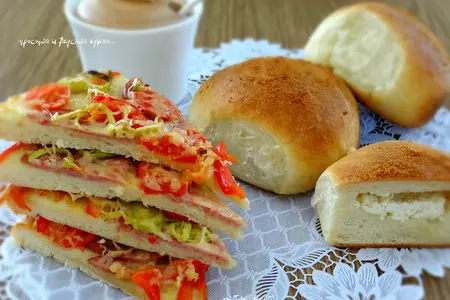 Пышки с творогом и колбасная пицца с овощами: шаг 8