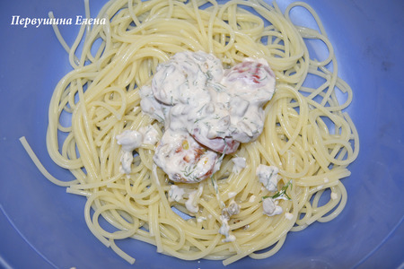 Спагетти с соево-сметанным соусои и семенами подсолнуха : шаг 7