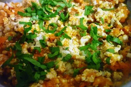 Спагетти в соусе из  тыквы и куриной грудки,с трюфельным маслом и бренди: шаг 6