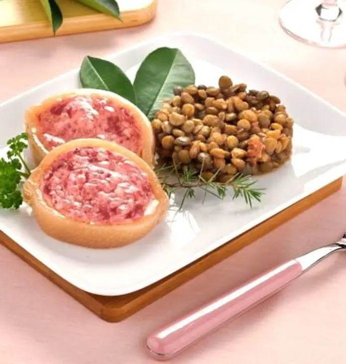 Дзампоне + чечевица + ideal pure: шаг 1