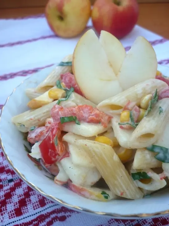 Макаронный салат с яблоком и запечённым перцем: шаг 5