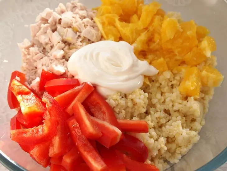 Куриный салат с пшеном и апельсинами: шаг 7
