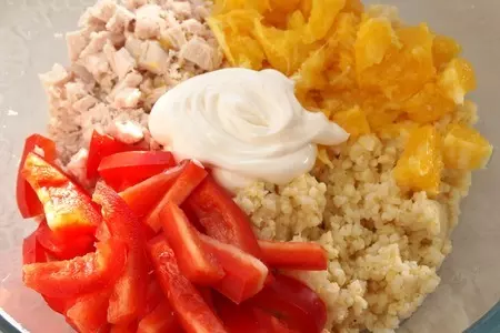 Куриный салат с пшеном и апельсинами: шаг 7