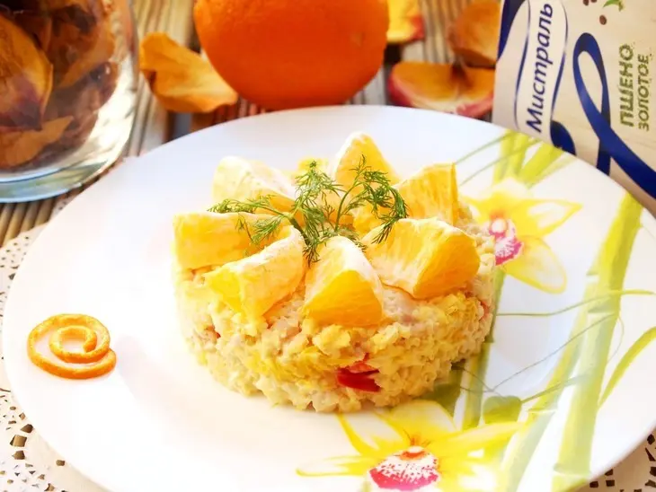 Куриный салат с пшеном и апельсинами: шаг 9