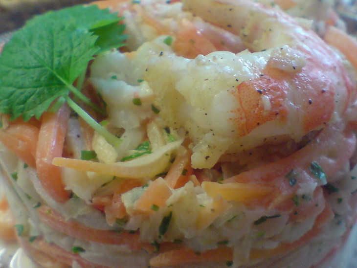 Insalata capricciosa /салат с сельдереем,морковью и креветками: шаг 8