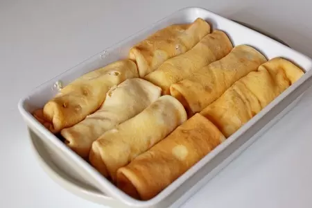 Блины с творогом и персиками: шаг 8