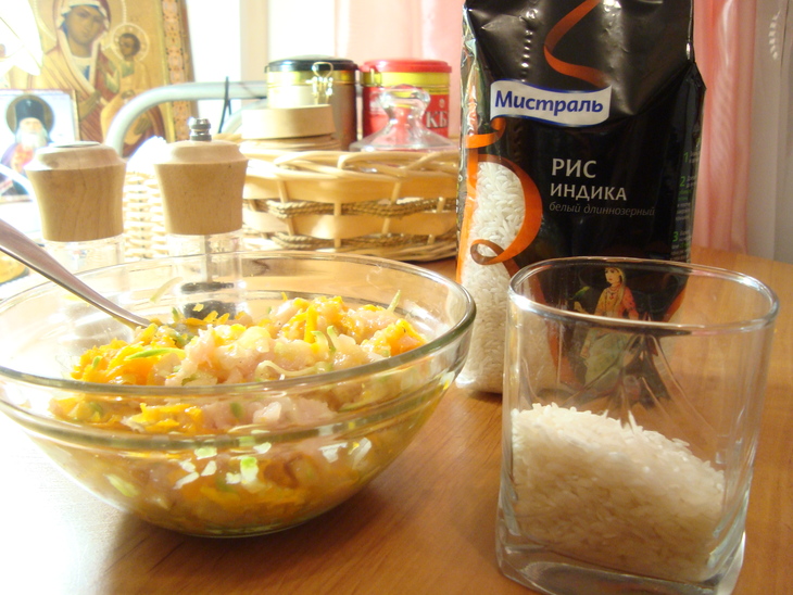 Куриные ёжики в томатном соусе с кабачком и тыквой.(ужин для моего короля): шаг 4