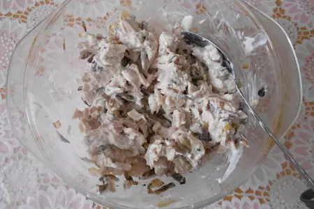 Запеченные блины с курицей и шампиньонами: шаг 5
